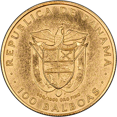 Reverse of Panama 100 Balboas of 1975