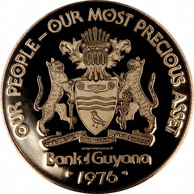 Obverse of 1976 Guyana 100 Dollars