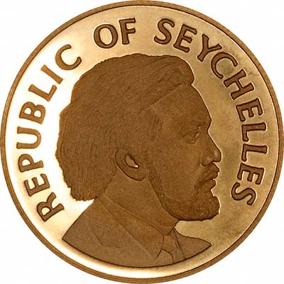 President Mancham on Obverse of 1976 Seychelles Gold 1,000 Rupees