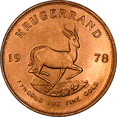 Reverse of One Ounce South African Krugerrand Coin