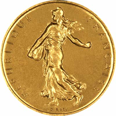 The Sower on Obverse of 1979 French 1 Franc Gold Piedfort