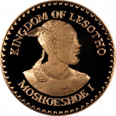Obverse of 1979 Lesotho Year of the Child Gold Proof 250 Maloti
