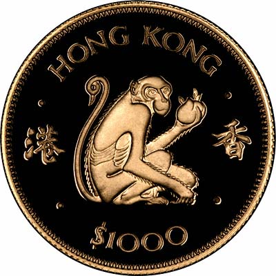 Reverse of 1980 Year of the Monkey Gold Proof $1000