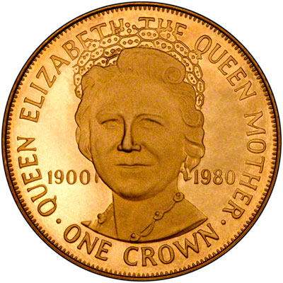 Reverse of 1980 Queen Mother Manx Gold Crown
