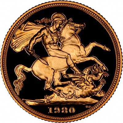 St George & Dragon Reverse on 1980 Proof Gold Coins