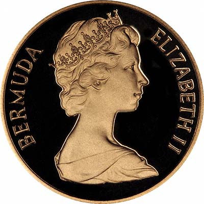 Obverse of 1981 Bermudan Gold Proof 250 Dollars