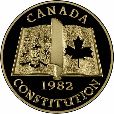 Reverse of 1982 Canadian Gold Proof 100 Dollars