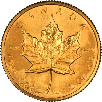 Reverse of 1983 Canadian Quarter Ounce Gold Maple Leaf