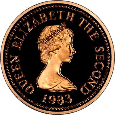 Obverse of 1983 St. Helier Jersey Proof Gold Pound