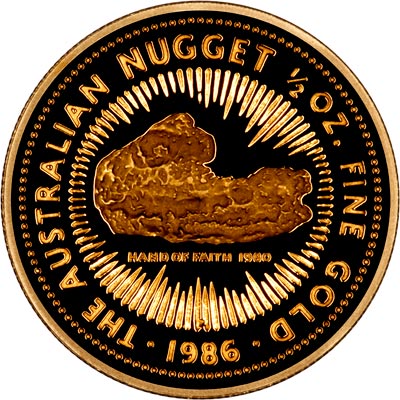 Reverse of 1986 Half Ounce Gold Proof Nugget