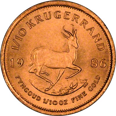 Reverse of 1986 Tenth Ounce Gold Krugerrand