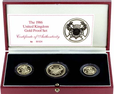 1986 Three Coin Sovereign Set in Presentation Box