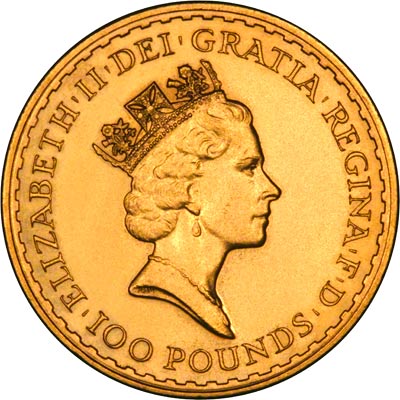 Obverse of 1987 One Ounce Gold Britannia