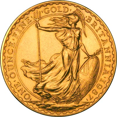 Reverse of 1987 One One Ounce Gold Britannia