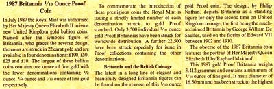 1987 Tenth Ounce Proof Britannia Certificate</b>