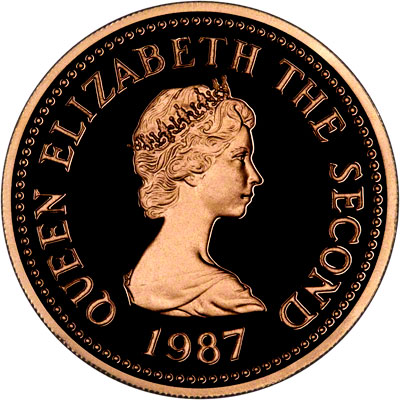 Obverse of 1987 Jersey Proof Gold Pound