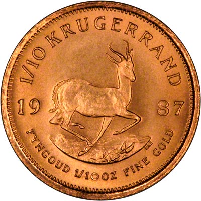 Reverse of 1987 Tenth Ounce Gold Krugerrand