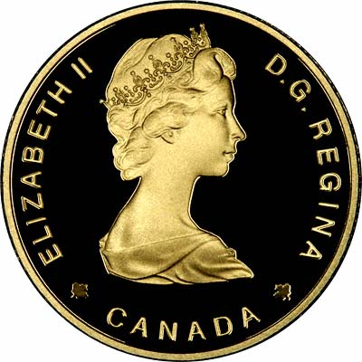 Obverse of 1989 Canadian Gold Proof 100 Dollars