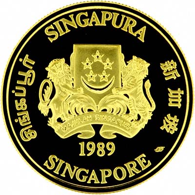 Obverse of 1989 Singapore Proof Gold $50
