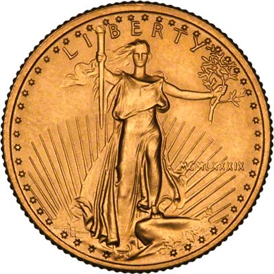 Obverse of 1989 Quarter Ounce Gold Eagle