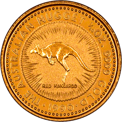 Reverse of 1990 Australian Twentieth Ounce Gold Kangaroo Nugget Coin