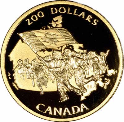 Reverse of 1991 Canadian 100 Dollars