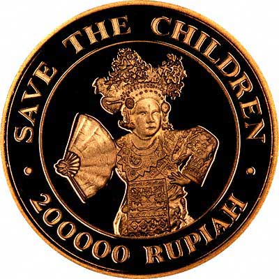 Reverse of 1990 Indonesian Gold 200,000 Rupiah