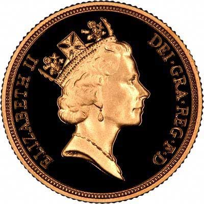 Obverse of 1992 Gold Sovereign