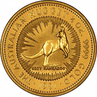 Reverse of 1991 One Ounce Gold Proof Nugget