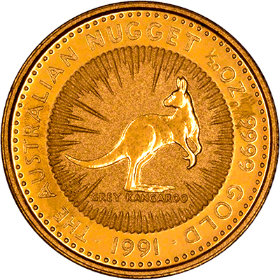 Reverse of 1991 Australian Twentieth Ounce Gold Kangaroo Nugget Coin