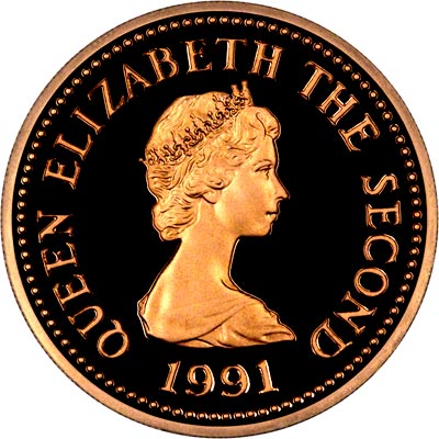 Obverse of 1991 Jersey Proof Gold Pound