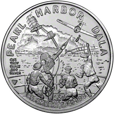1991 pearl harbour reverse silver medallion
