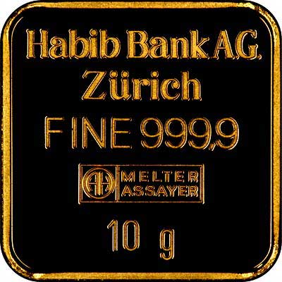 Reverse of Habib Bank 10 Gram Gold Bar