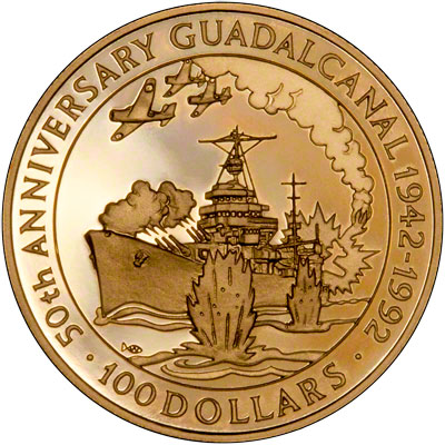 Reverse of Solomon Islands Gold $100 of 1992