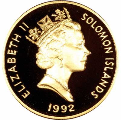 Obverse of Solomon Islands Gold $100 of 1992