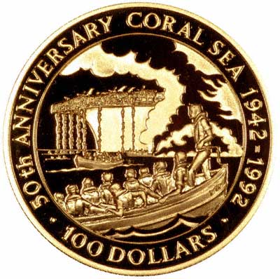 Reverse of Solomon Islands Gold $100 of 1992