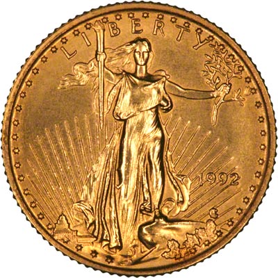 Obverse of 1992 Tenth Ounce Gold Eagle