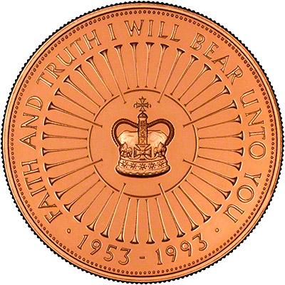 Reverse of the 1993 Coronation Anniversary £5 Crown