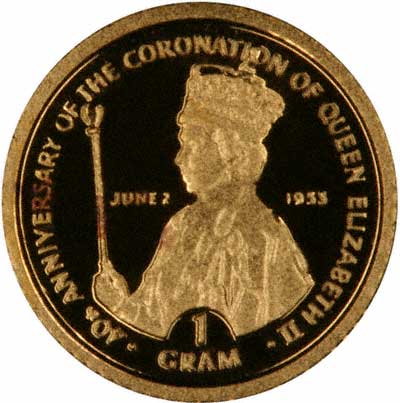Reverse of 1993 Gibraltar One Gram Gold Coin