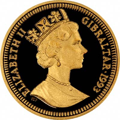 Obverse of 1993 Gibraltar Gold Coin