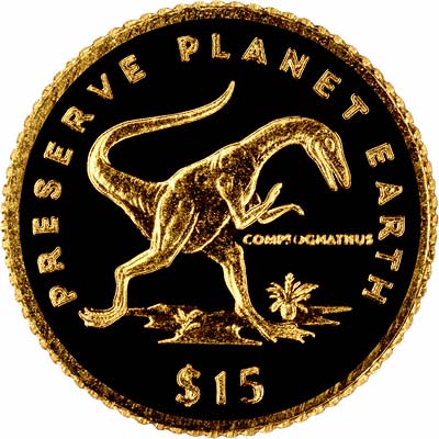 Reverse of 1993 Liberia Gold 15 Dollars