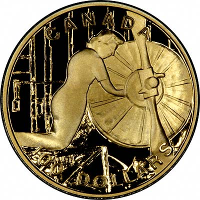 Reverse of 1994 Canadian Gold Proof 100 Dollars