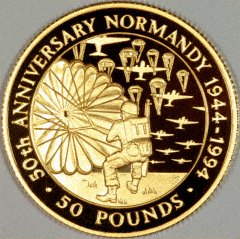 Reverse of Guernsey Gold £50 of 1994