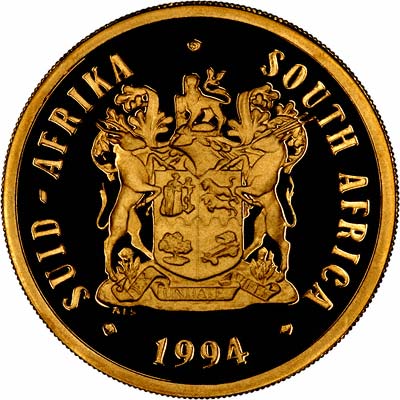 Obverse of 1994 South Africa Gold Medallion