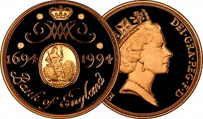 Obverse and Reverse of Normal 1994 £2 Gold Proof
