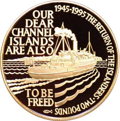Reverse of 1995 Alderney Liberation Gold Proof £2 