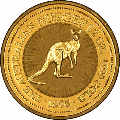 Reverse of 1995 Australian Half Ounce Gold Kangaroo Nugget Coin