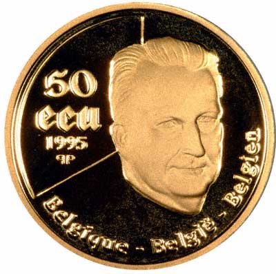 Obverse of 1995 Belgian Gold 50 ECUs