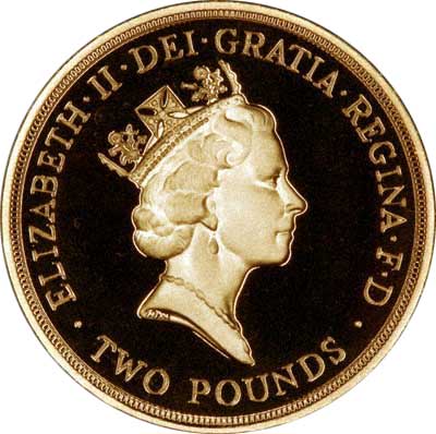 Obverse of 1995 £2 Gold Proof