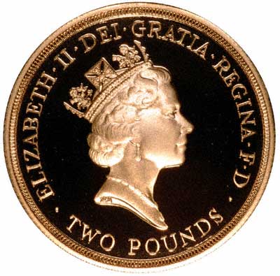 Obverse of 1995 £2 Gold Proof